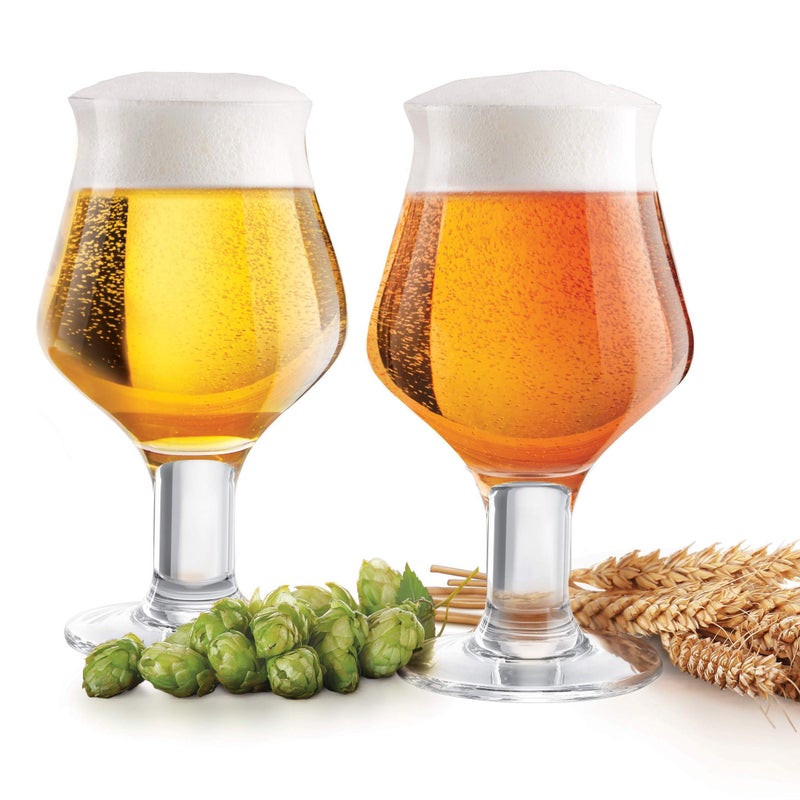 Final Touch Craft Beer Glasses - Set of 2 | Enhance Aromas and Flavors | Extra-Large Stem and Base for Stability | Unique Design for Craft Beers and More (GG5019) - Image 1